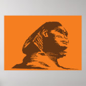 古代エジプトのスフィンクスはっきりしたオレンジと茶色 ポスター (正面)