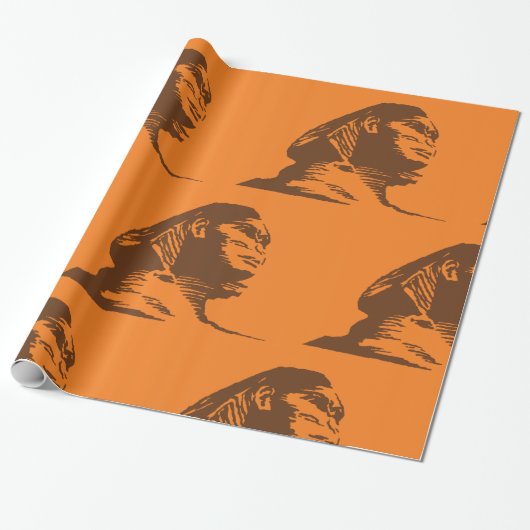 古代エジプトのスフィンクスはっきりしたオレンジと茶色 ラッピングペーパー (アンロールド)