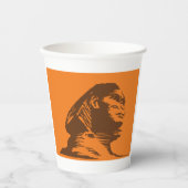 古代エジプトのスフィンクスはっきりしたオレンジと茶色 紙コップ (正面)