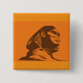 古代エジプトのスフィンクスはっきりしたオレンジと茶色 缶バッジ (正面)