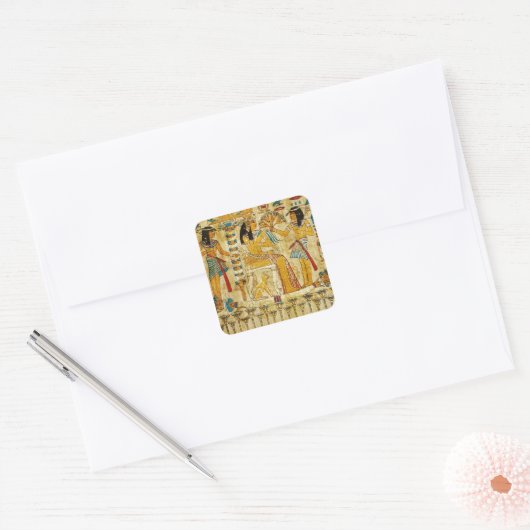 古代エジプトのタペストリー絵巻ハイログリフィクス スクエアシール (封筒)