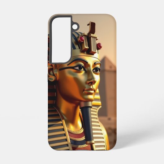 古代エジプトのツタンカーメン黄金マスクとピラミッド SAMSUNG GALAXYケース (裏面)