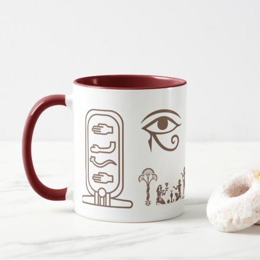 古代エジプトのデザインが施されたセラミックマグ マグカップ (ドーナツ)