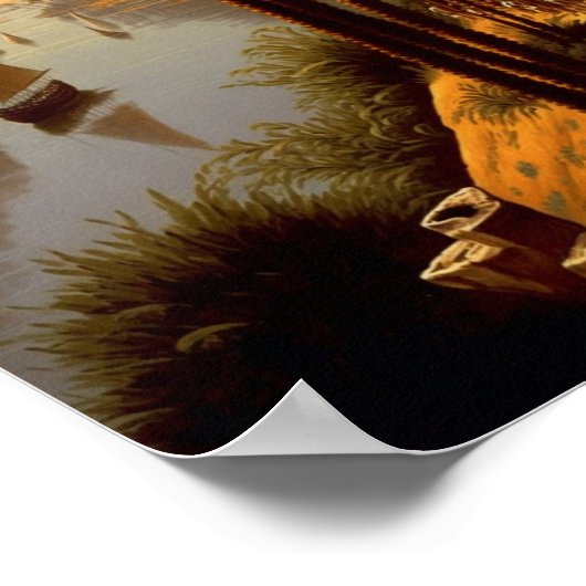 古代エジプトのナイル川ファンタジーアート ポスター (角)