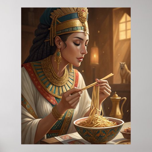 古代エジプトのハトシェプスト女王のラーメン Funny Ancient Egyp ポスター (正面)