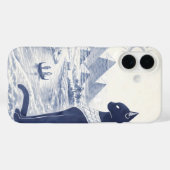 古代エジプトのバステト 猫とピラミッド ブルー Case-Mate iPhoneケース (裏面 (横))