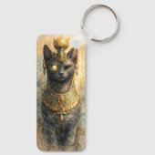 古代エジプトのバステト 猫の女神 水彩画アート キーホルダー (裏面)