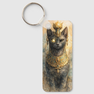 古代エジプトのバステト 猫の女神 水彩画アート キーホルダー