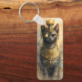 古代エジプトのバステト 猫の女神 水彩画アート キーホルダー (正面)