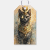 古代エジプトのバステト 猫の女神 水彩画アート ギフトタグ (裏面)