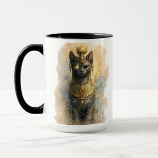 古代エジプトのバステト 猫の女神 水彩画アート マグカップ