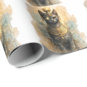 古代エジプトのバステト 猫の女神 水彩画アート ラッピングペーパー (ロールコーナー)