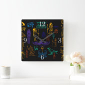 古代エジプトのヒエログリフ及び記号 スクエア壁時計 (ホーム)