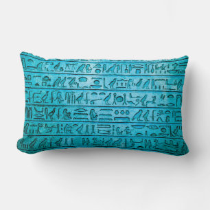 古代エジプトのヒエログリフ ブルークッション枕 ランバークッション
