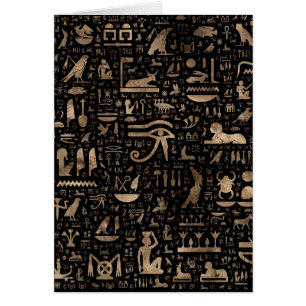 古代エジプトのヒエログリフ-黒および金ゴールド