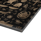 古代エジプトのヒエログリフ-黒および金ゴールド カッティングボード (角)