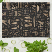 古代エジプトのヒエログリフ-黒および金ゴールド キッチンタオル (折り畳み)