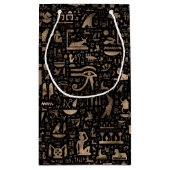 古代エジプトのヒエログリフ-黒および金ゴールド スモールペーパーバッグ (裏面)