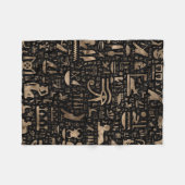 古代エジプトのヒエログリフ-黒および金ゴールド フリースブランケット (正面(横))