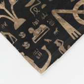 古代エジプトのヒエログリフ-黒および金ゴールド フリースブランケット (角)
