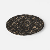 古代エジプトのヒエログリフ-黒および金ゴールド ペーパープレート (アングル)