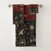 古代エジプトのヒエログリフ-黒く赤い革 バスタオルセット (インサイチュ)