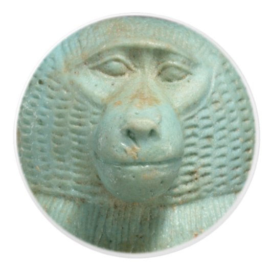 古代エジプトのヒスイのバブーンのスナウト博物館像 セラミックノブ (正面)