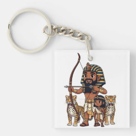 古代エジプトのヒョウを使った狩り キーホルダー
