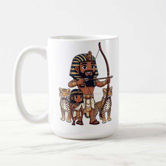 古代エジプトのヒョウを使った狩り コーヒーマグカップ (左)