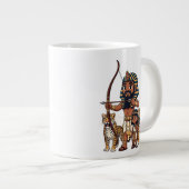 古代エジプトのヒョウを使った狩り ジャンボコーヒーマグカップ (正面右)