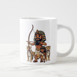 古代エジプトのヒョウを使った狩り ジャンボコーヒーマグカップ