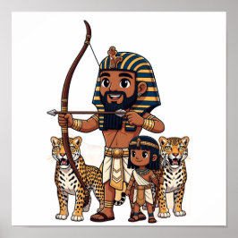 古代エジプトのヒョウを使った狩り ポスター
