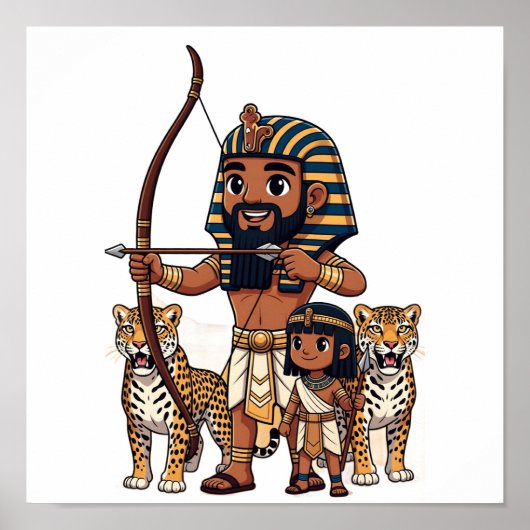 古代エジプトのヒョウを使った狩り ポスター (正面)