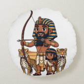 古代エジプトのヒョウ狩り ラウンドクッション (裏面)