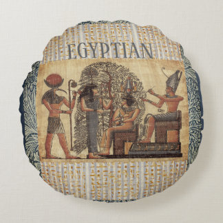 古代エジプトのビンテージカルチャー、デザインアート ラウンドクッション