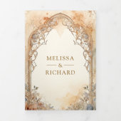 古代エジプトのピラミッドが一つの結婚の 三つ折り招待状 (カバー)