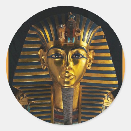 古代エジプトのファラオのマスク、ツタンカーメン王の黄金の芸術 ラウンドシール (正面)