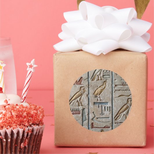 古代エジプトのファラオの象形文字彫刻テキスト ラウンドシール (パーティー)