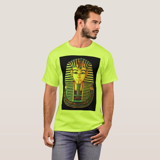 古代エジプトのファラオトゥタンカームン金ゴールドマスク Tシャツ (正面フル)