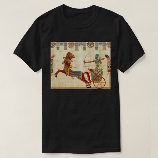 古代エジプトのファラオ暴れII馬パピルス Tシャツ (デザイン正面)