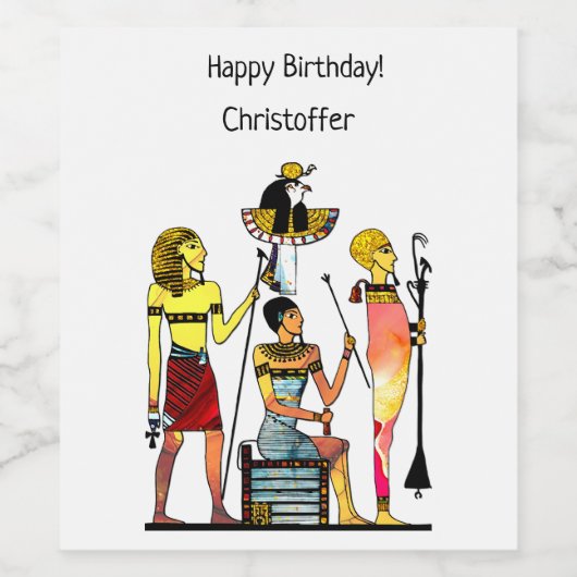 古代エジプトのファラオ様式の豪華な装飾 ワインラベル (シングルラベル)