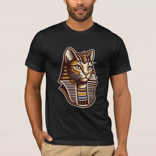 古代エジプトのファラオ猫Tシャツ - 古代エジプトの猫 Tシャツ (正面)