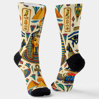 古代エジプトのファラオ スカラベ ハヤブサのモチーフ ソックス