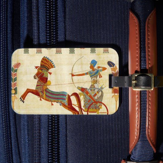古代エジプトのファラオ、ラメセス2世のカラフルな絵 ラゲッジタグ (正面インサイチュ4)