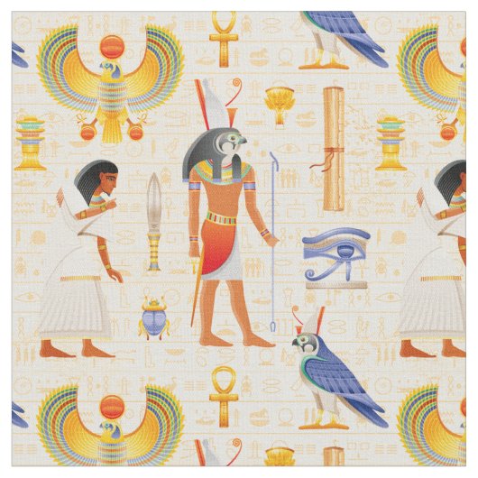 古代エジプトのモチーフの織物 ファブリック (クローズアップ)