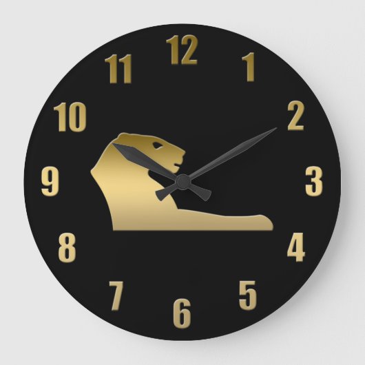 古代エジプトのライオン-女神Sekhmet ラージ壁時計 (正面)