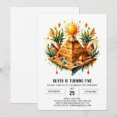 古代エジプトの優雅なピラミッド誕生日 招待状 (正面/裏面)