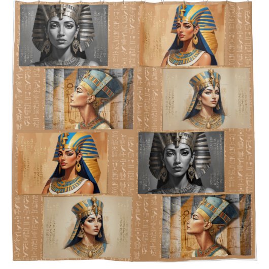 古代エジプトの女王たち – 伝統 シャワーカーテン (正面)
