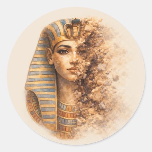 古代エジプトの女王エジプトの伝統ステッカー ラウンドシール (正面)