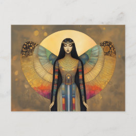 古代エジプトの女神イシス レインボー ゴールド アート ポストカード